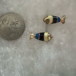 ♠️Kate Spade Gold and Blue Fish Earrings- NWOT